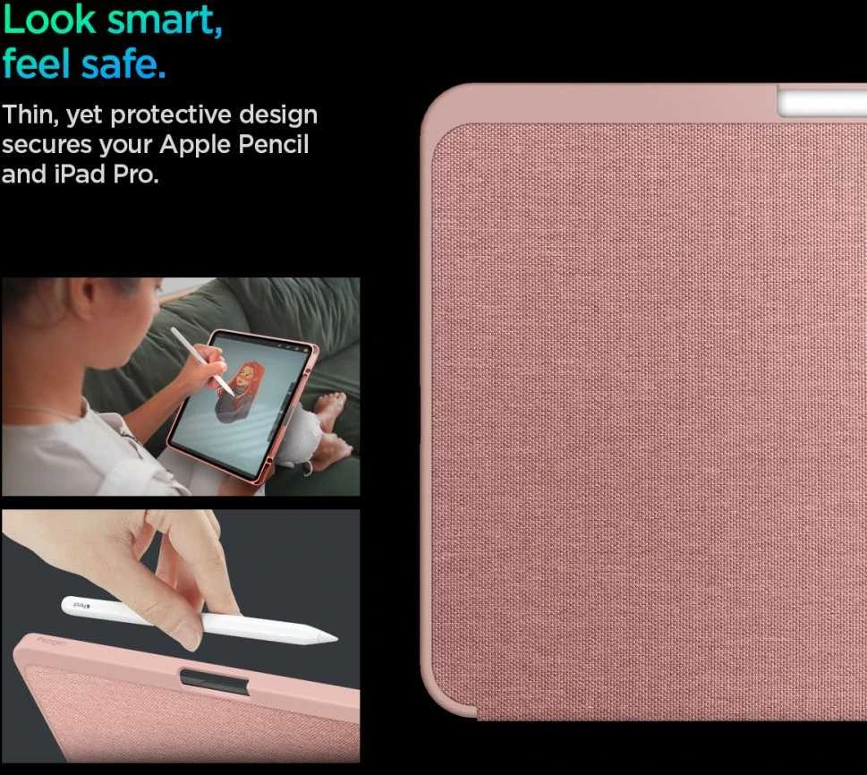 Spigen Urban Fit dėklas skirtas Apple iPad Pro 11" 5 / 6 / 2024-2025 – rožinės spalvos