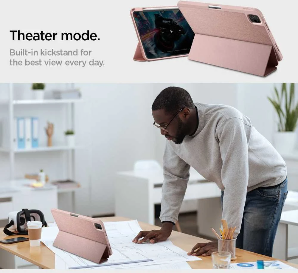 Spigen Urban Fit dėklas skirtas Apple iPad Pro 11" 5 / 6 / 2024-2025 – rožinės spalvos