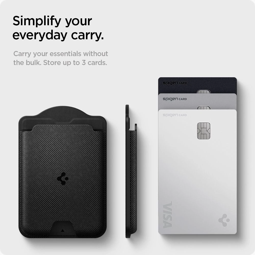 Dėklas „Spigen Urban Fit“ „MagSafe“ piniginė, juoda – „Samsung Galaxy S25“ serijai