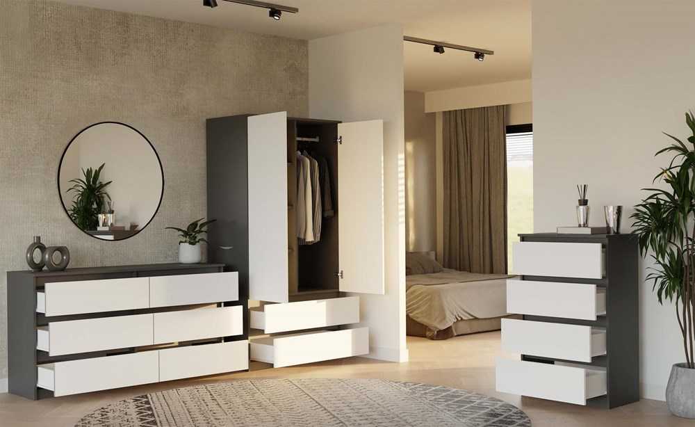 Top E Shop MALWA SS-90 wardrobe, anthracite/baltas