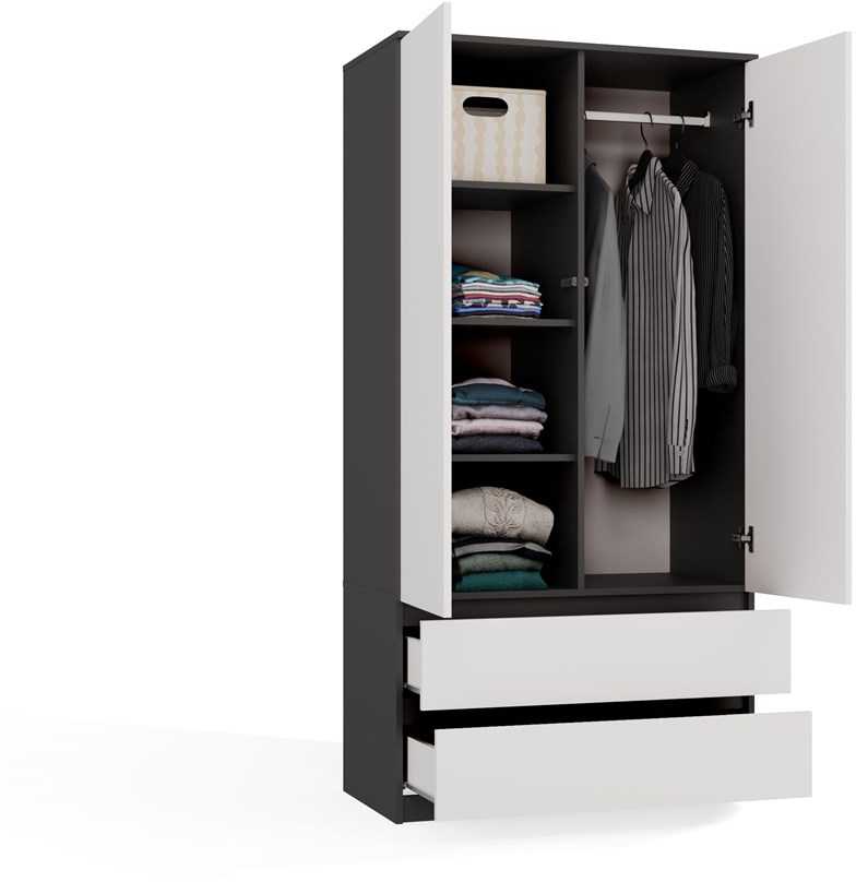 Top E Shop MALWA SS-90 wardrobe, anthracite/baltas