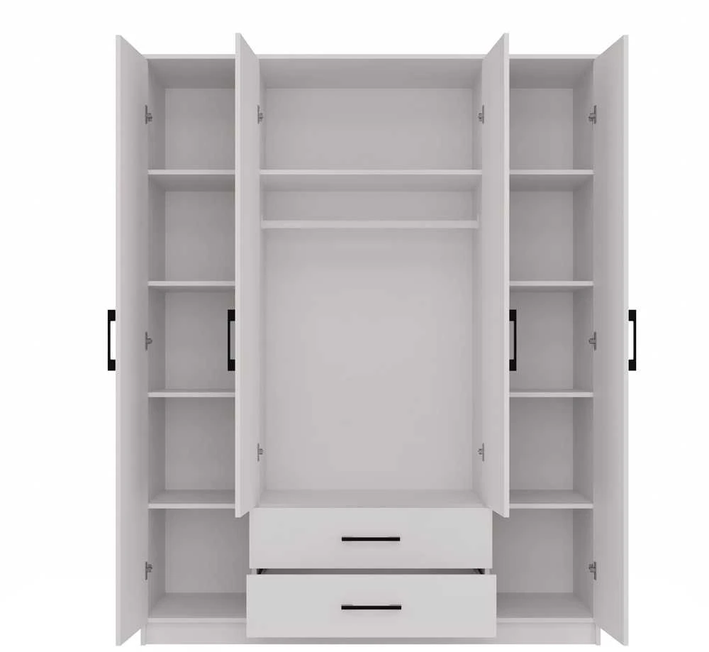 Top E Shop Drabužinė - Topeshop Romana 160 Biel Kplb 11 Lentynos 4 Durys Balta