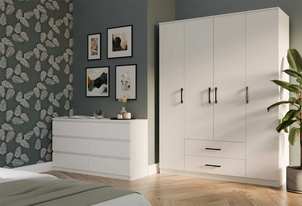 Top E Shop Drabužinė - Topeshop Romana 160 Biel Kplb 11 Lentynos 4 Durys Balta