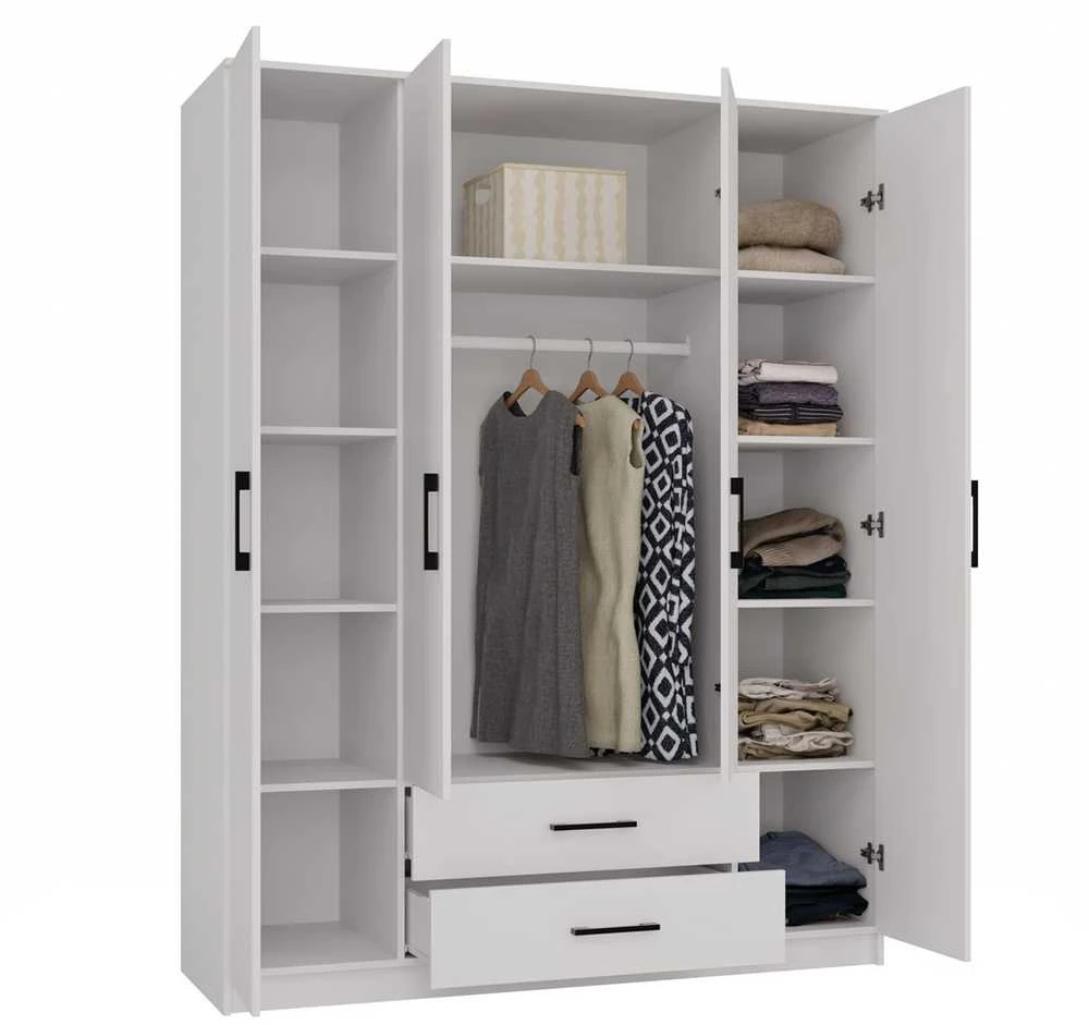 Top E Shop Drabužinė - Topeshop Romana 160 Biel Kplb 11 Lentynos 4 Durys Balta