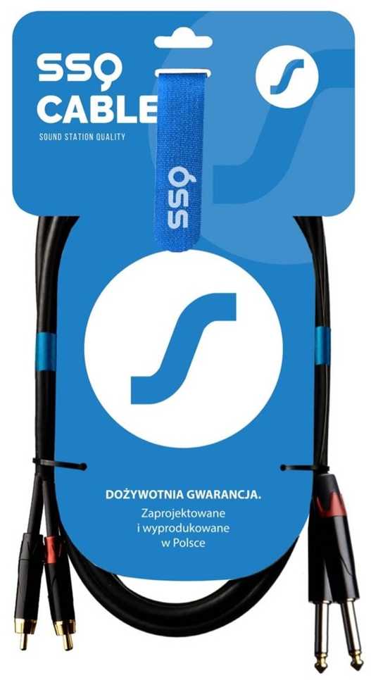 sound station quality (ssq) SSQ RCAJM2 SS-1428 Cable 2x RCA - 2x Jack Mono 6,3 mm 2 m Juodas