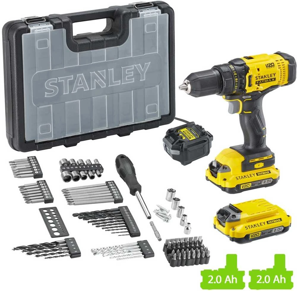 STANLEY suktuvas gręžtuvas SFMCD700D2A, 18V, 2x2Ah + 100 priedų