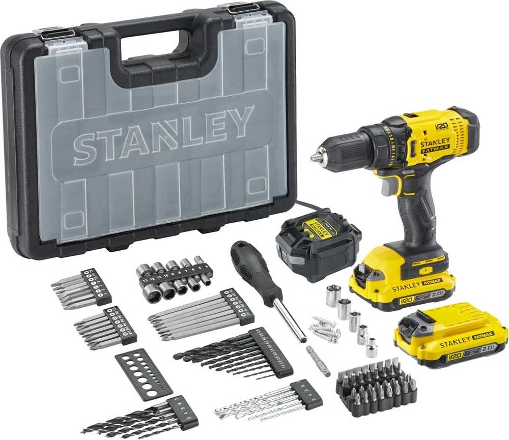 STANLEY suktuvas gręžtuvas SFMCD700D2A, 18V, 2x2Ah + 100 priedų