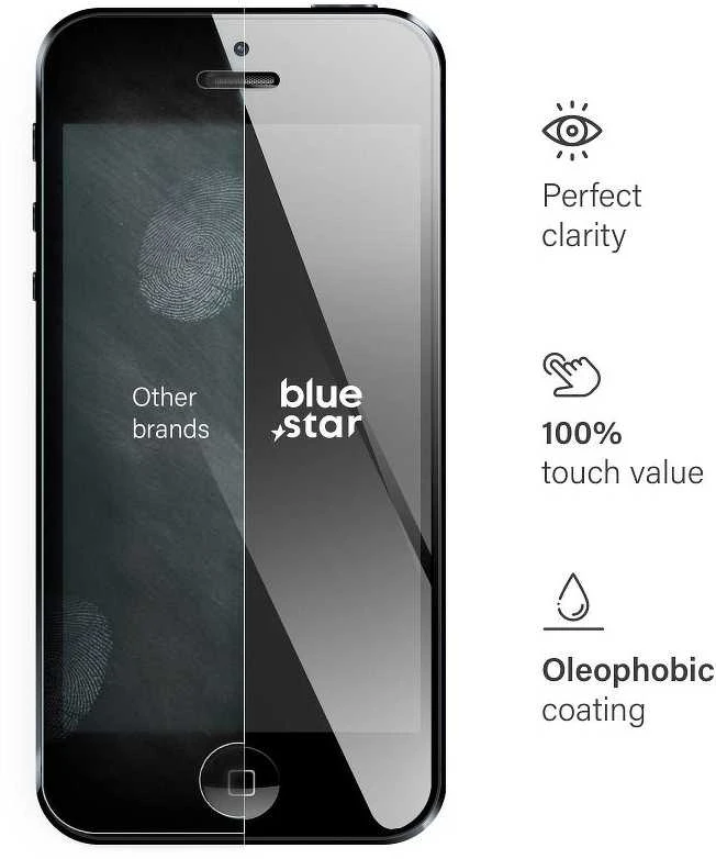 BlueStar Blue Star Grūdintas stiklas iPhone 5 / 5C / 5S telefonui, mėlynas žvaigždės spalvos