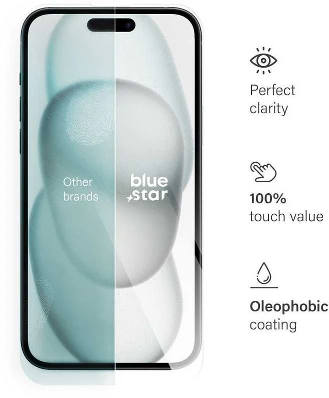 BlueStar Blue Star Grūdintas stiklas iPhone 15 PLUS / 16 PLUS mėlynos žvaigždės spalvos