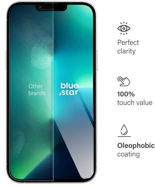BlueStar Blue Star Grūdintas stiklas iPhone 13 PRO MAX / 14 PLUS mėlynos spalvos žvaigždute