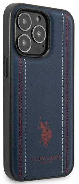 Us Polo Assn US Polo USHCP14XPFAV Apple iPhone 14 Pro Max 6.7" dėklas telefonui mėlynos spalvos Leather Stitch