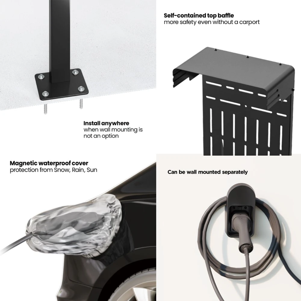 Maclean MCE456 EV PEHV automobilio įkroviklio stovas, lauko, plieno, 15 kg, garažui arba įvažiavimui