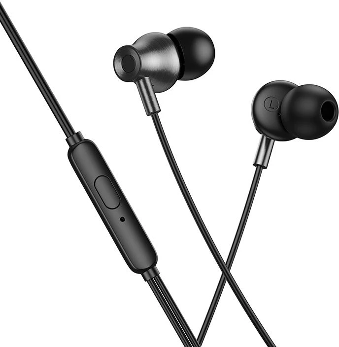 su laidu ausinės su mikrofonu Jack 3,5 mm/ USB C Hoco M119A juodas