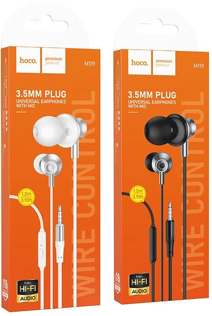 su laidu ausinės su mikrofonu Jack 3,5 mm Hoco M119 juodas