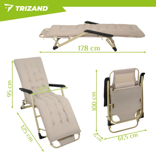Sulankstomas sodo gultas 60x177x30cm Trizand