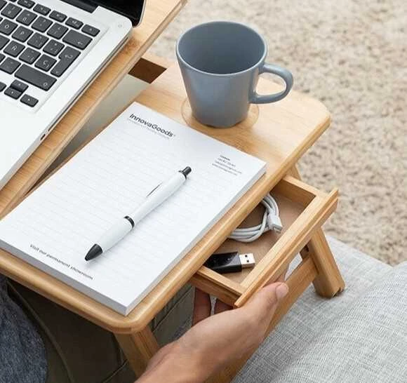 Sulankstomas staliukas InnovaGoods Lapwood, smėlio spalvos