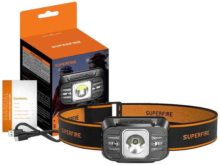Galvos žibintas Superfire HL75-X, 220lm, USB