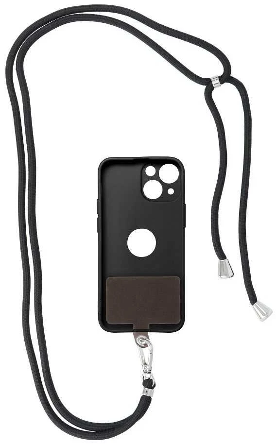 Dėklas OEM SWING (6 mm) telefono virvelė, reguliuojamo ilgio telefono pakabukas / laido ilgis 165 cm (maks. 82,5 cm kilpoje) / ant peties arba kaklo - juodas