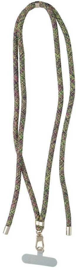 Dėklas OEM SWING (8 mm) telefono virvelė, reguliuojamo ilgio telefono pakabukas / laido ilgis 165 cm (maks. 82,5 cm kilpoje) / ant peties arba kaklo - pilkas-žalias-pink