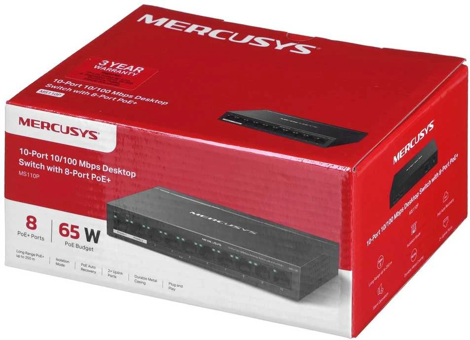 Šakotuvas Mercusys 10 prievadų 10/100 Mbps darbalaukio jungiklis su 8 prievadų PoE+ | Mercusys