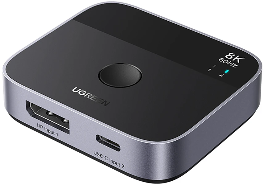 Ausinės „Ugreen“ DisplayPort/USB-C į USB-C jungiklis – pilkas