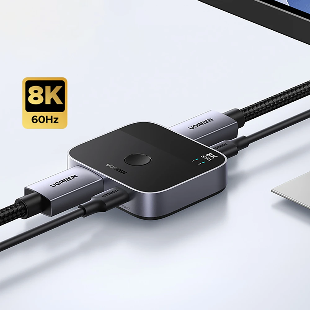 Ausinės „Ugreen“ DisplayPort/USB-C į USB-C jungiklis – pilkas