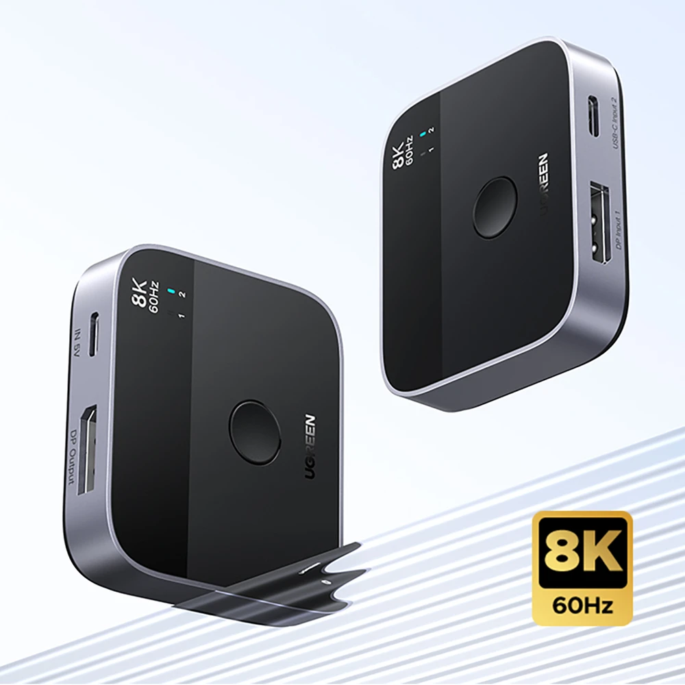 Ausinės „Ugreen“ DisplayPort/USB-C į USB-C jungiklis – pilkas