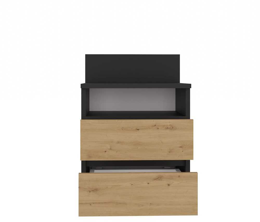 Top E Shop Naktinis Staliukas - Topeshop M1 Antracitas/Amatininkas 2 Stalčiai Ąžuolas