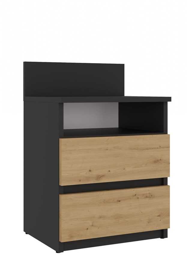 Top E Shop Naktinis Staliukas - Topeshop M1 Antracitas/Amatininkas 2 Stalčiai Ąžuolas