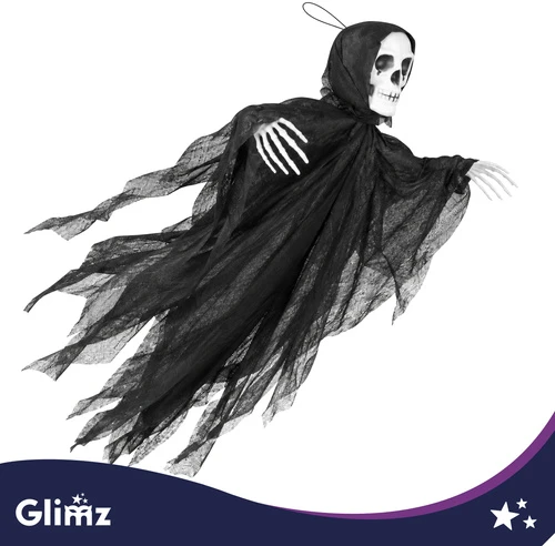Juodas pakabinamas skeletas – dekoracija Glimz