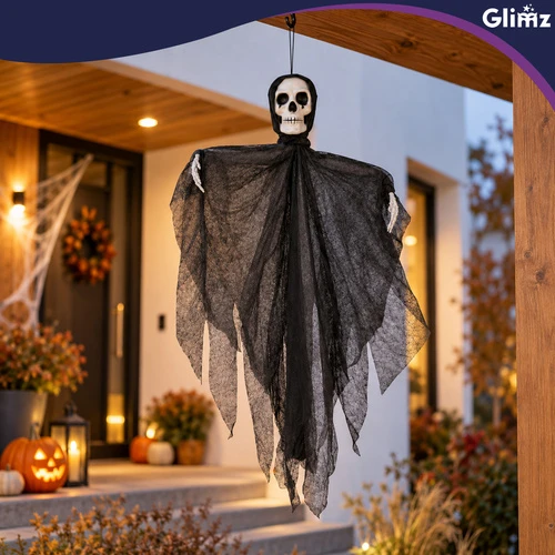 Juodas pakabinamas skeletas – dekoracija Glimz