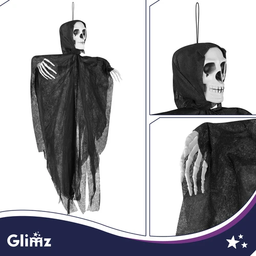 Juodas pakabinamas skeletas – dekoracija Glimz