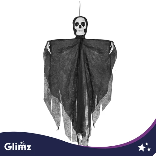 Juodas pakabinamas skeletas – dekoracija Glimz
