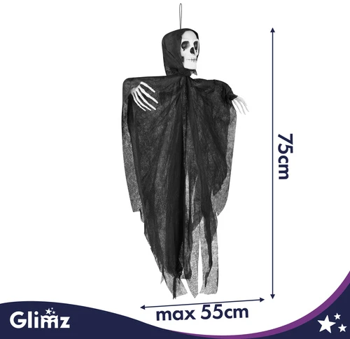 Juodas pakabinamas skeletas – dekoracija Glimz