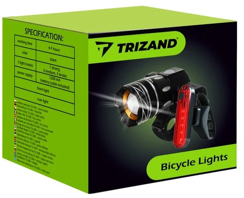 Trizand T6 USB dviračio žibintas + galinis žibintas 23681