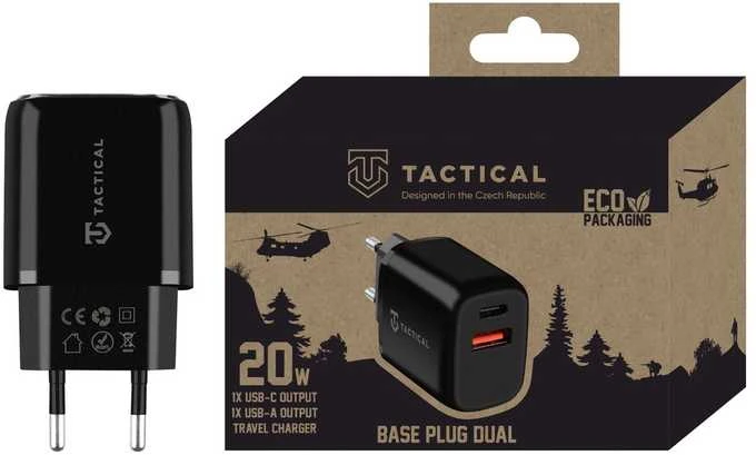 Tactical Base Plug Dual 20W Juodas tinklo įkroviklis