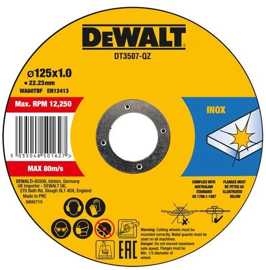 Dewalt Pjovimo diskas DT3507-QZ | 125x1.0