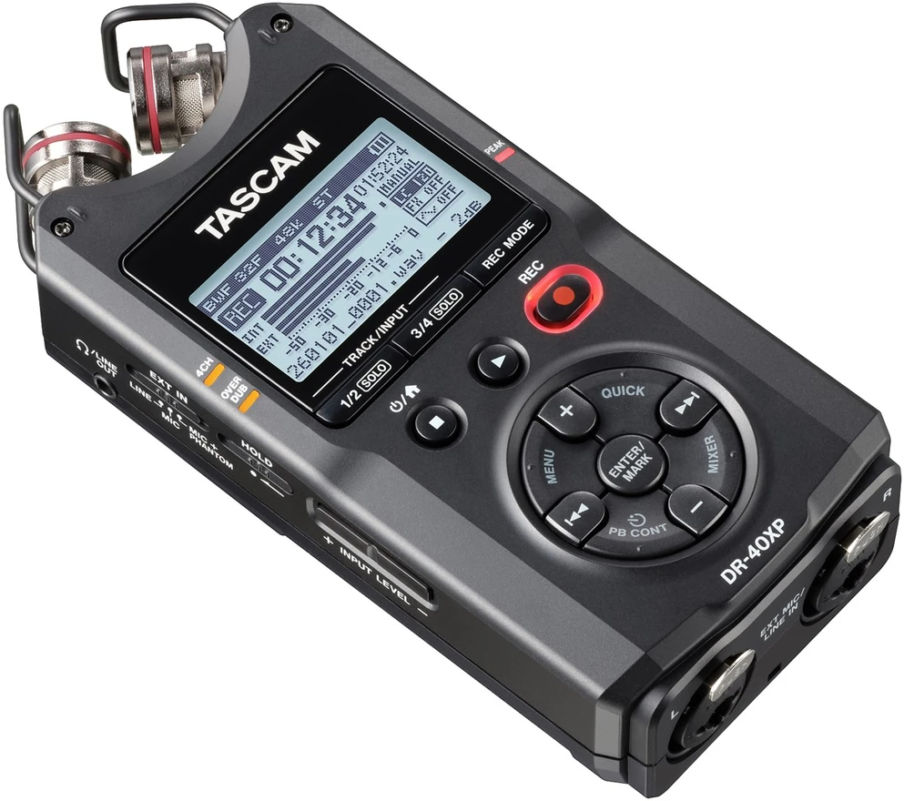 „Tascam DR-40XP“ – nešiojamas keturių takelių skaitmeninis įrašymo įrenginys su USB garso sąsaja