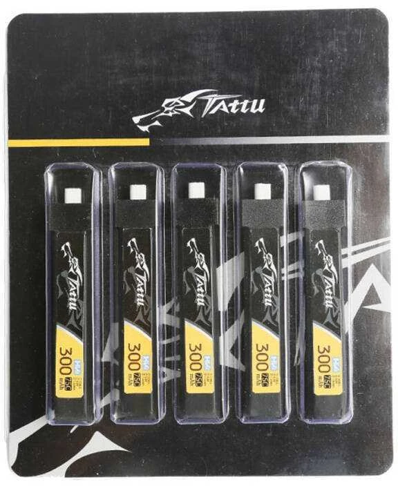 Gens Ace & Tattu Tattu LiPo 300mAh 3.8V 75C 1S1P HV BT2.0.5 akumuliatoriai (5 vnt.)