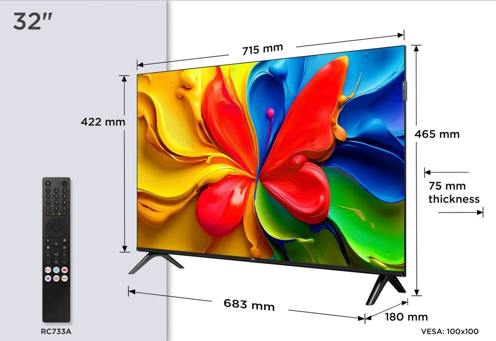 TCL 32V4C TV 81.3 cm (32") HD Smart TV Wi-Fi Juodas