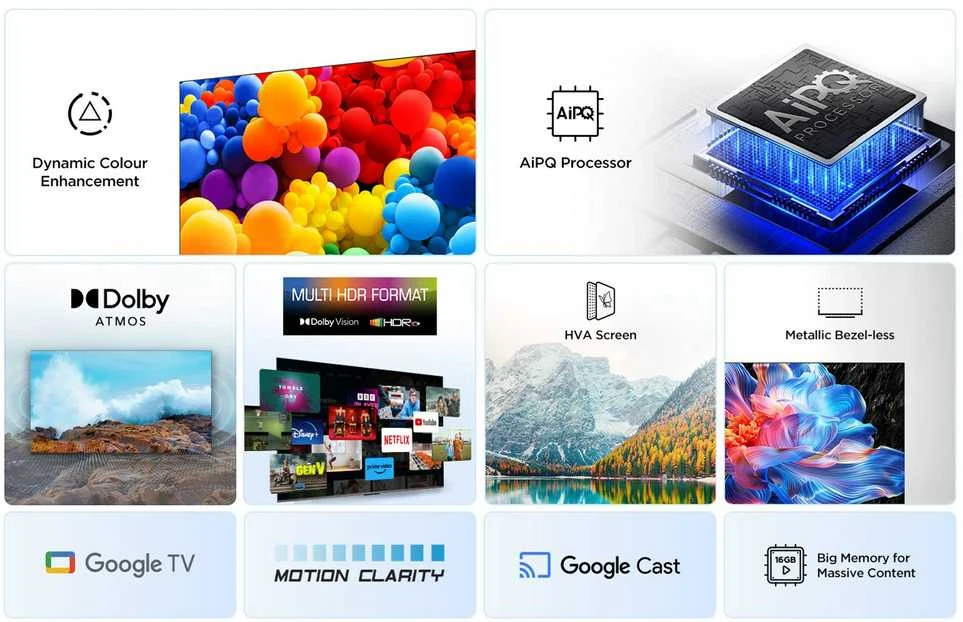 Televizorius TCL LED 4K TV | 43V6C | 43 | Smart TV | Google TV | UHD | Juodas