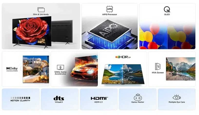 TCL 4K QLED televizorius | 50T69C | 50 | Išmanusis televizorius | „Google TV“ | UHD | Juodas