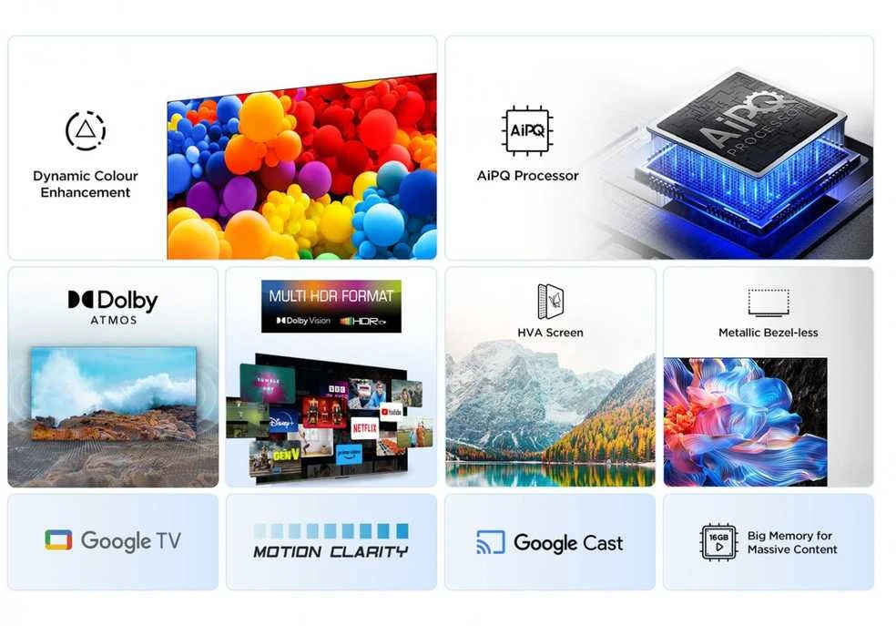 Televizorius TCL LED 4K TV | 50V6C | 50 | Smart TV | Google TV | UHD | Juodas