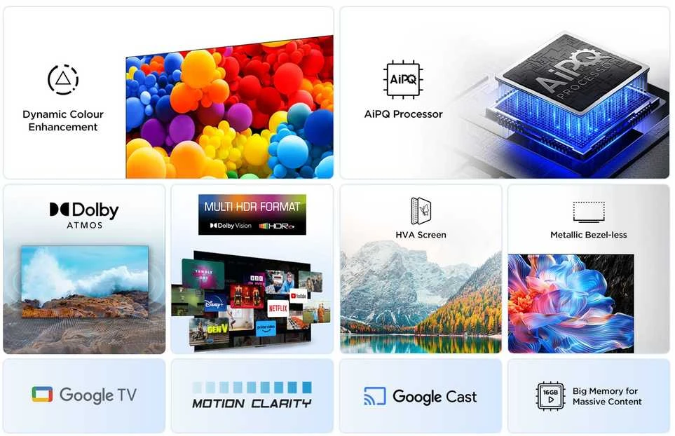 Televizorius TCL LED 4K TV | 55V6C | 55 | Smart TV | Google TV | Juodas