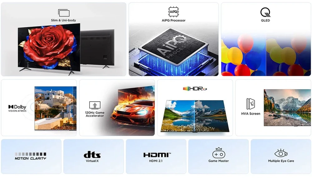 Televizorius TCL 4K QLED TV | 43T69C | 43 | Smart TV | Google TV | UHD | Juodas