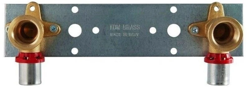 Tdm_Brass Montažinė plokštė su presuojamom alkūnėm, D16-1/2″