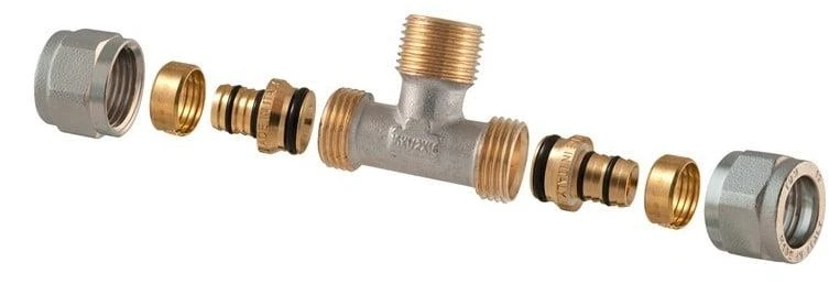 Tdm Brass Išardom. užveržiamas trišakis, 20 mm x 3/4", išor. sriegis