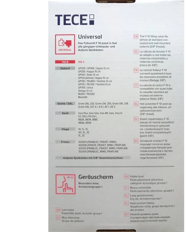 TECE F10 potinkinio unitazo modulio užpildymo vožtuvas