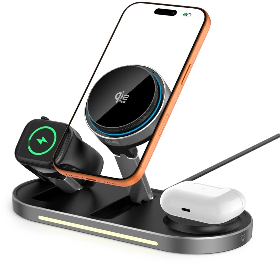 Tech-Protect A51 ArcticBoost 3in1 Magnetinis MagSafe belaidis įkroviklis 25W QI2.2 juodos spalvos