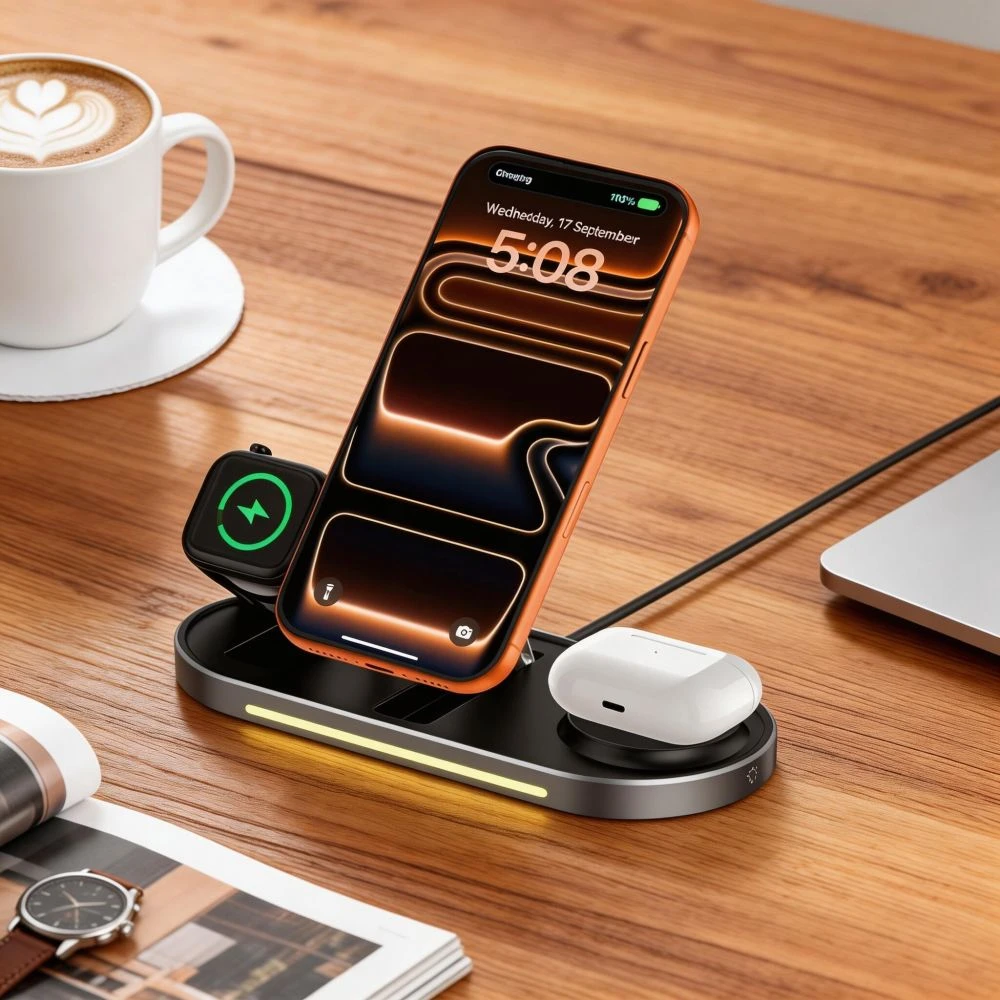 Tech-Protect A51 ArcticBoost 3in1 Magnetinis MagSafe belaidis įkroviklis 25W QI2.2 juodos spalvos